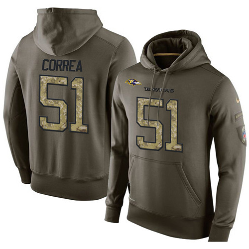 NFL Nike Baltimore Ravens #51 Kamalei Correa Green Salute To Service Men's Pullover Hoodie